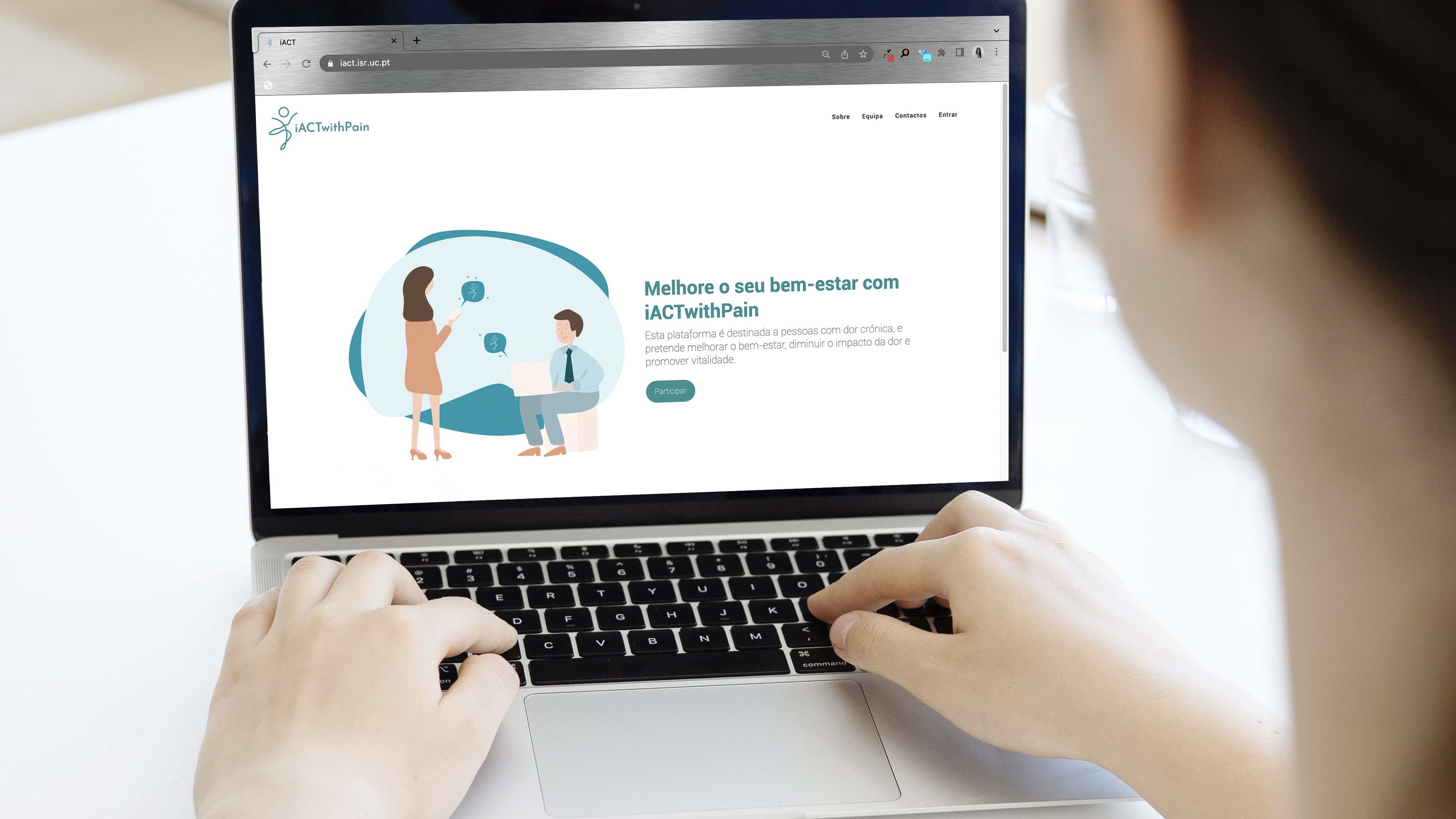 Landing page of the iACTwithPain web application
